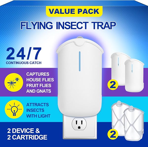 Husaco flying insect trap starter set with two devices and two cartridges